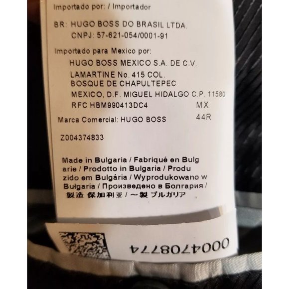 HUGO BOSS 42S MENS SPORT COAT WINDOWPANE SUPER 110 CHARCOAL GRAY TWO-BUTTON S329 - Picture 9 of 9